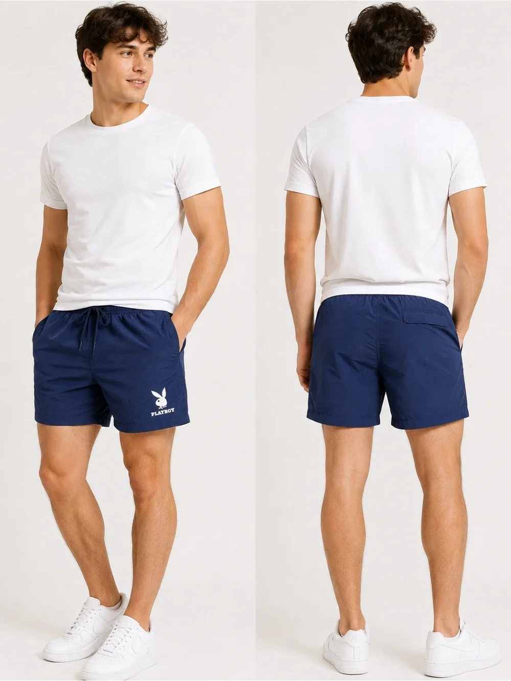 PLAYBOY Navy Blue Logo Swim Trunks